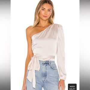 REVOLVE Cream One-Shoulder Blouse